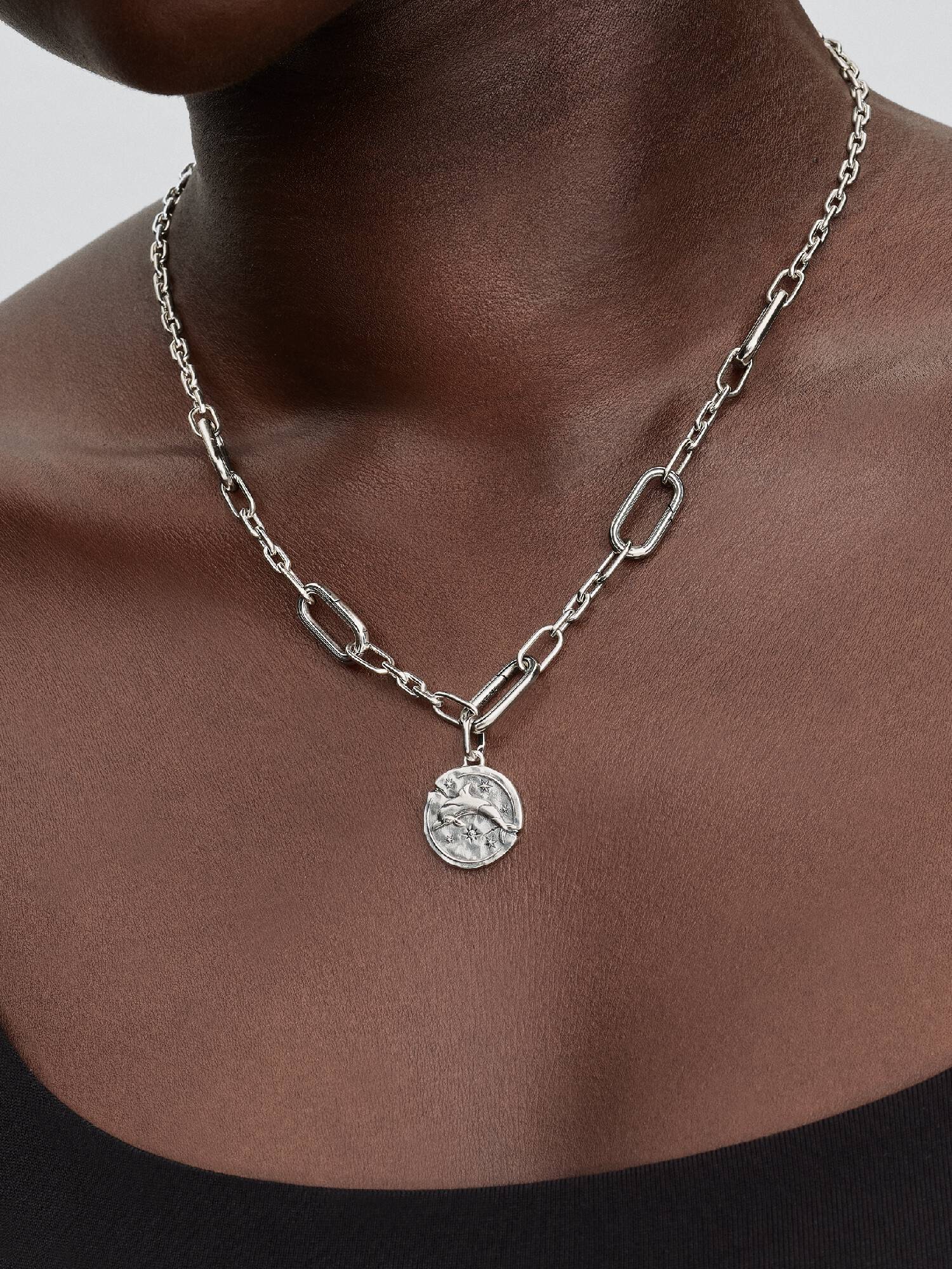 Charm Medallion Delfino "Audaces Fortuna Iuvat"