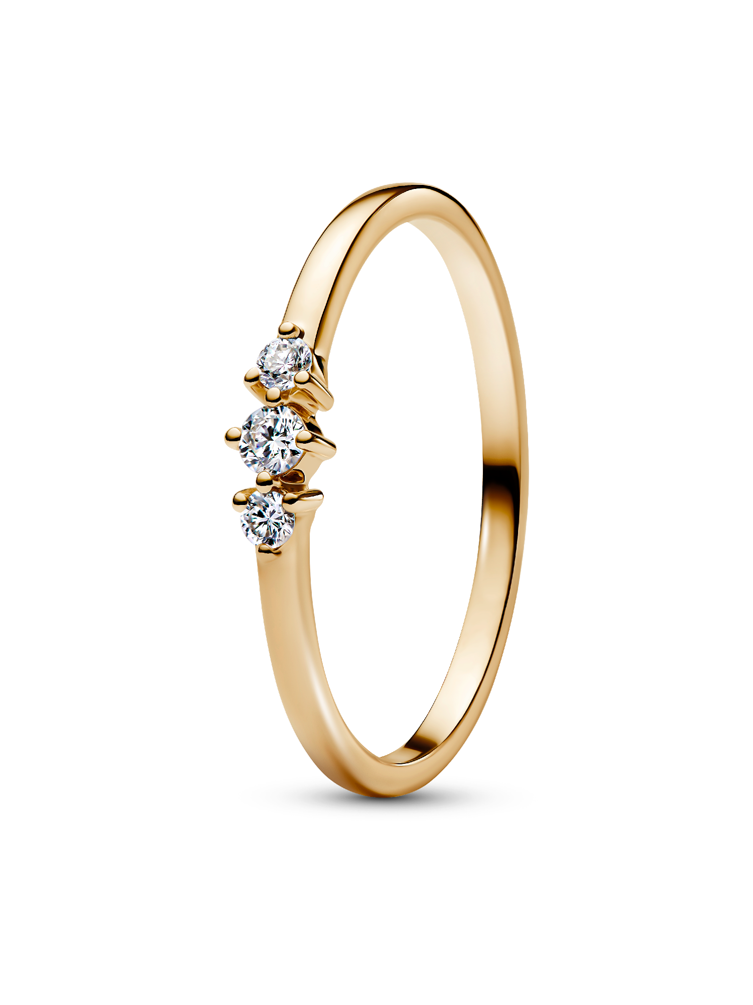 Anello Era in oro 14k con tre diamanti creati in laboratorio