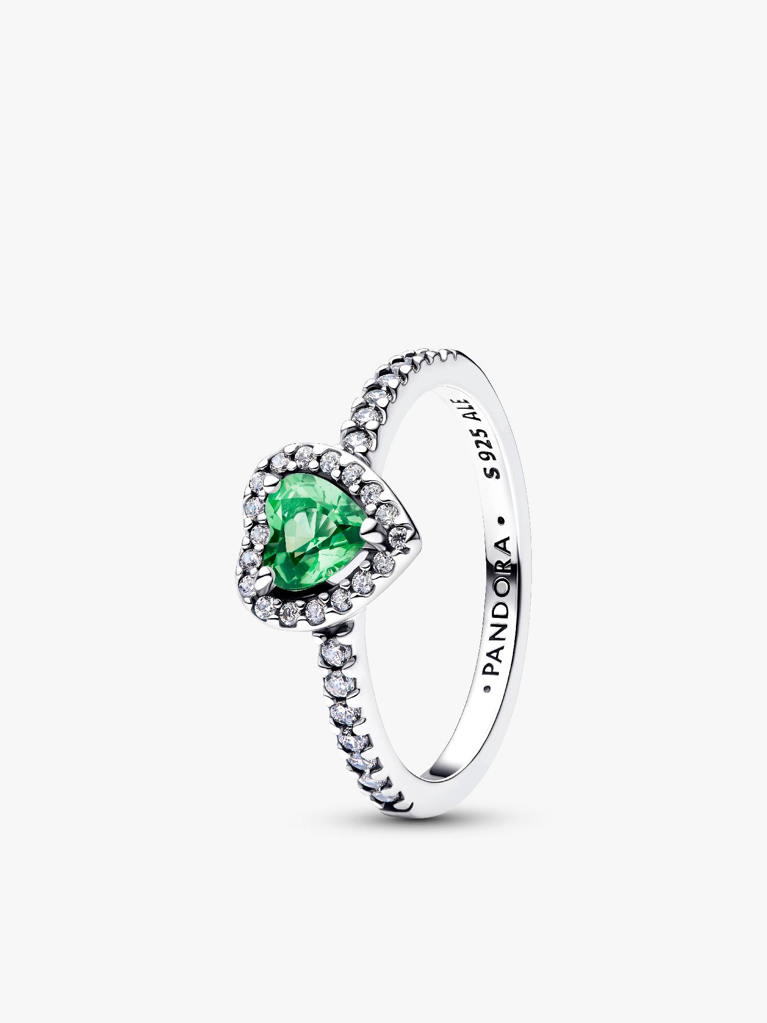Anello Cuore in Rilievo Verde Chiaro