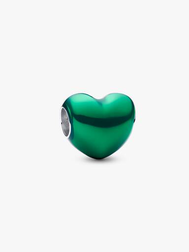 Charm Cuore Metallico Verde