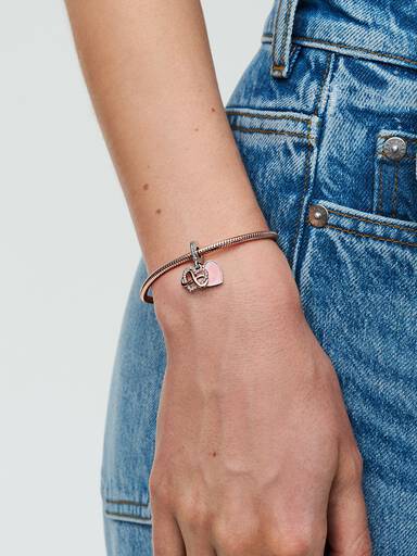 Charm Pendente Cuore e Infinito Rosa