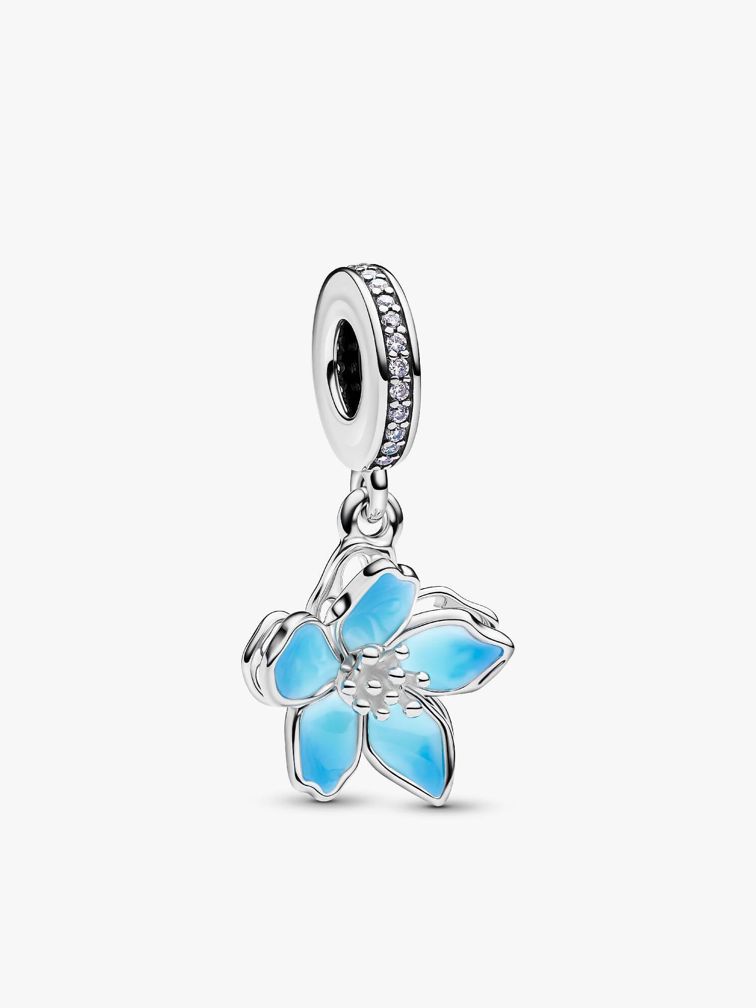 Charm Pendente Fiore di ciliegio blu