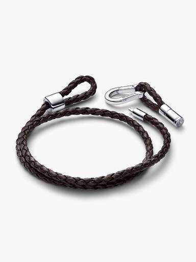 Bracciale Moments in Pelle Marrone Doppio con Chiusura a Moschettone Regolabile