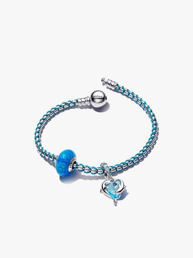 Set Bracciale Delfini e Cuore Vetro di Murano