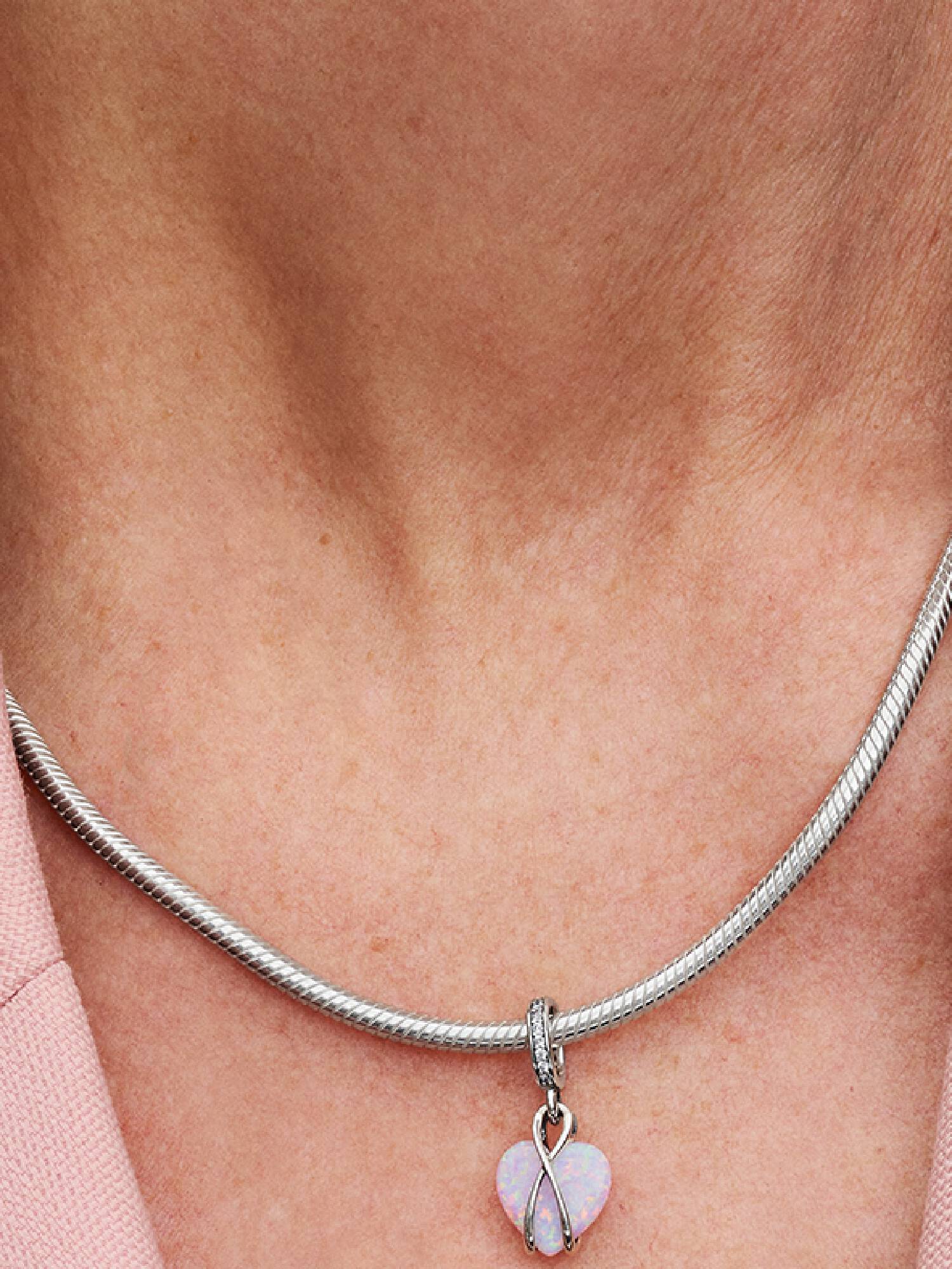 Charm Pendente Cuore di Mamma Rosa Opalescente
