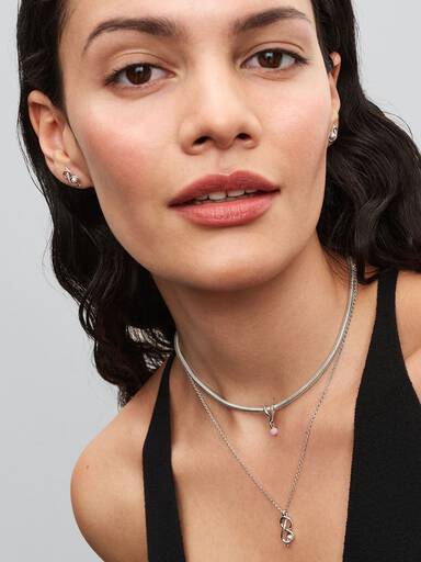 Orecchini Legame infinito con Perla Rosa Artificiale