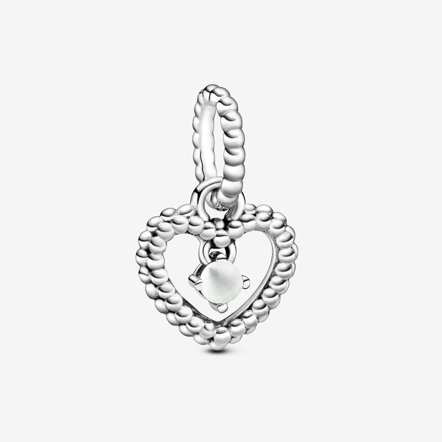 Charm Pendente Cuore Bianco Aprile image number 0