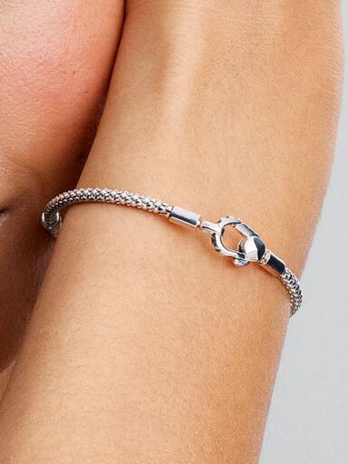 Bracciale Maglia Geometrica con Chiusura a Moschettone