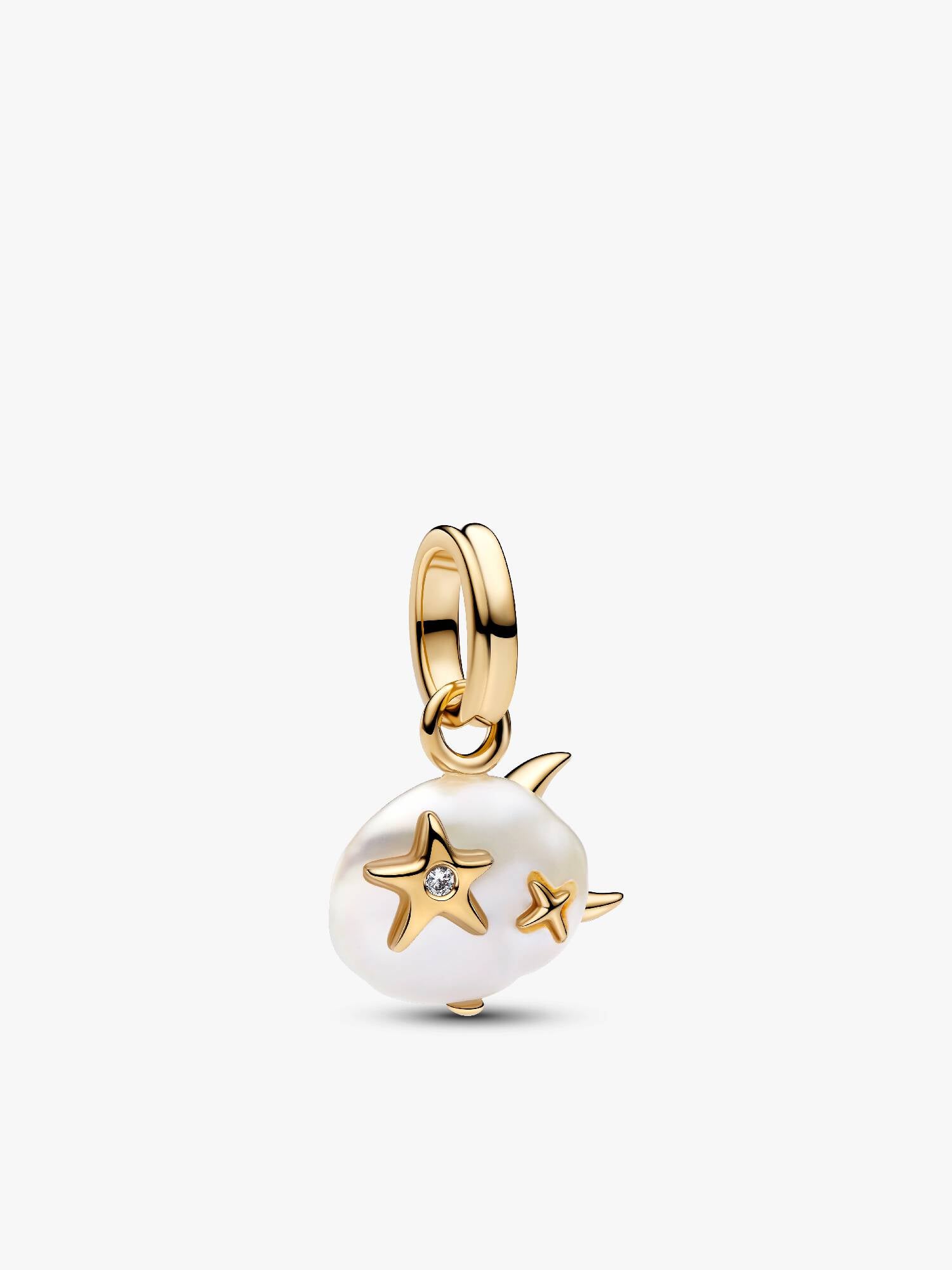 Charm Pendente Nuvola, Luna e Stella con Perla Barocca d’Acqua Dolce Coltivata