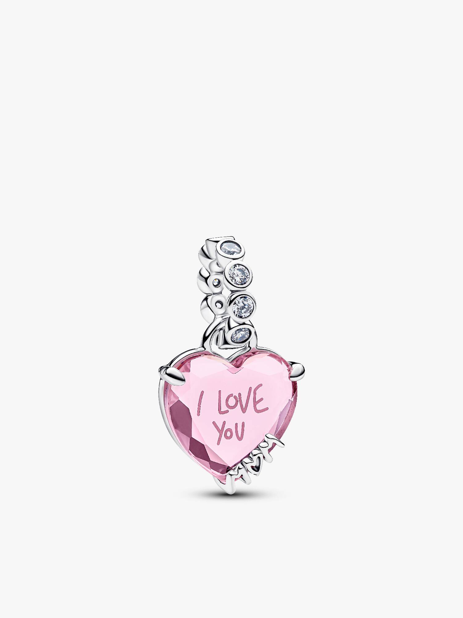 Charm Pendente Cuore Rosa Ti Voglio Bene Mamma
