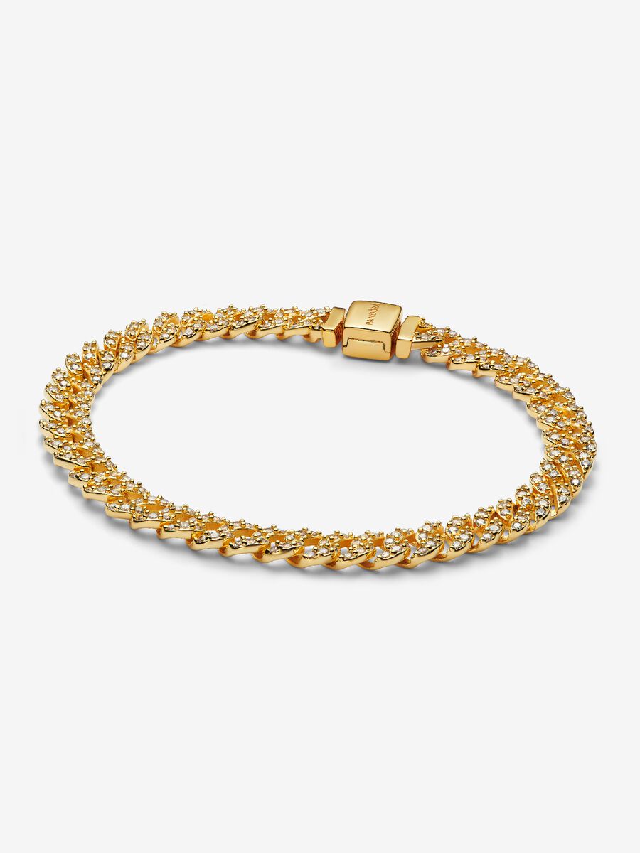 Bracciale Catena Maglia Cubana Pavè