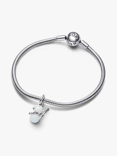 Charm Pendente Pupazzo di Neve Opale
