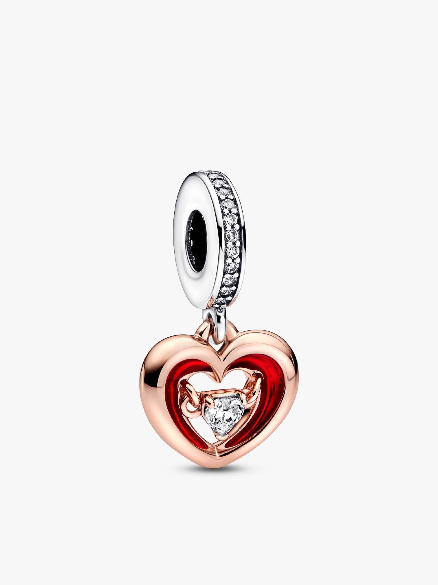 Charm Pendente Cuore Splendente con Pietra