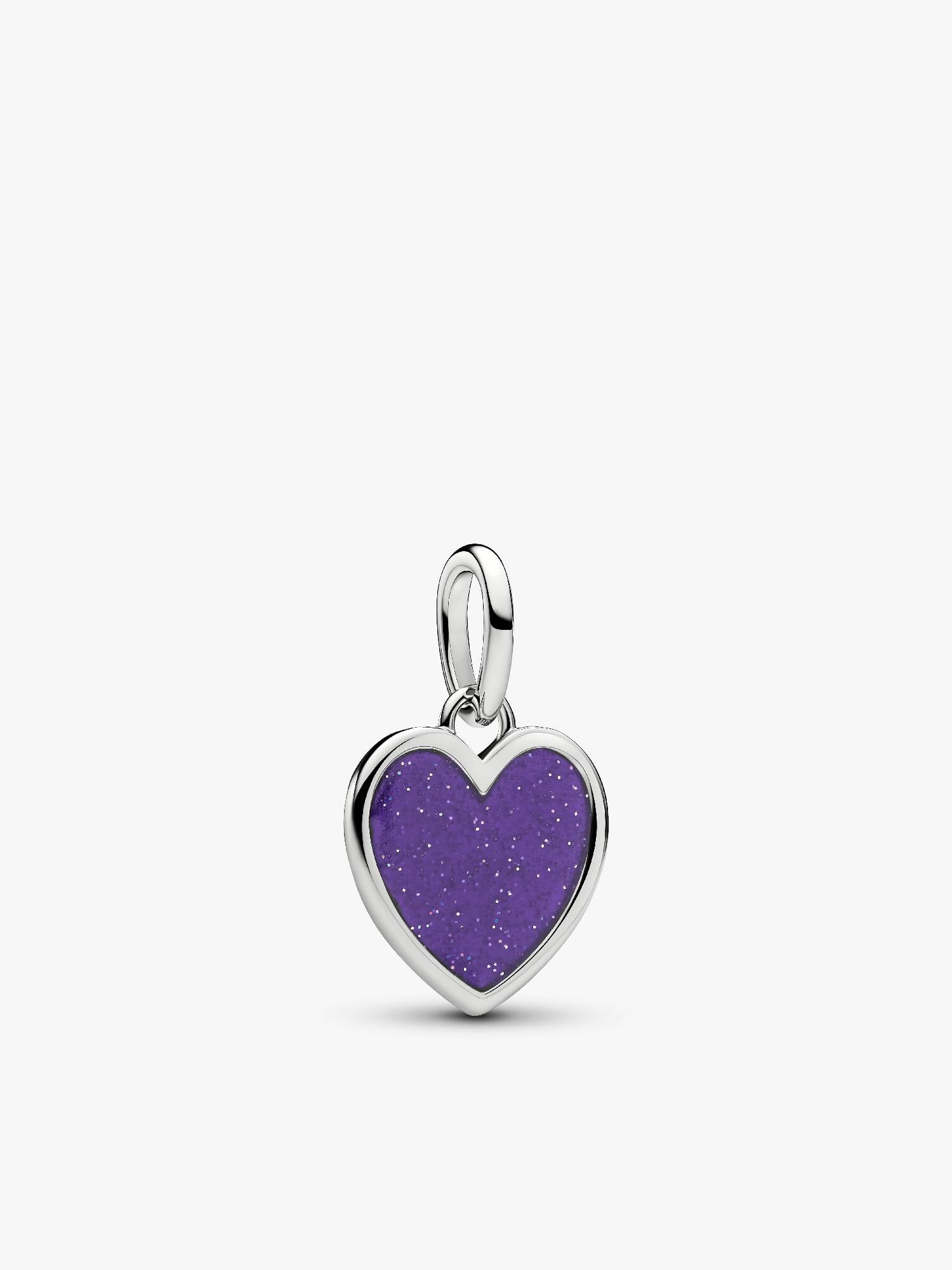 Charm Pendente Cuore Viola da incidere 