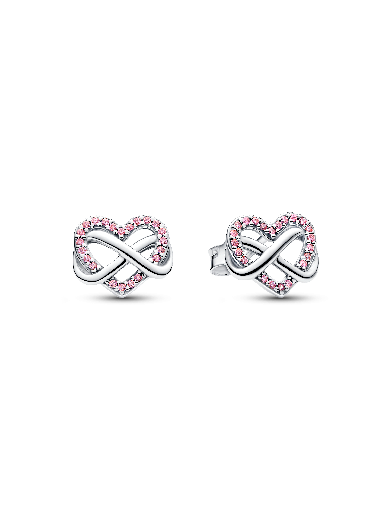 Orecchini Cuore Infinito Pietre Luminose Rosa