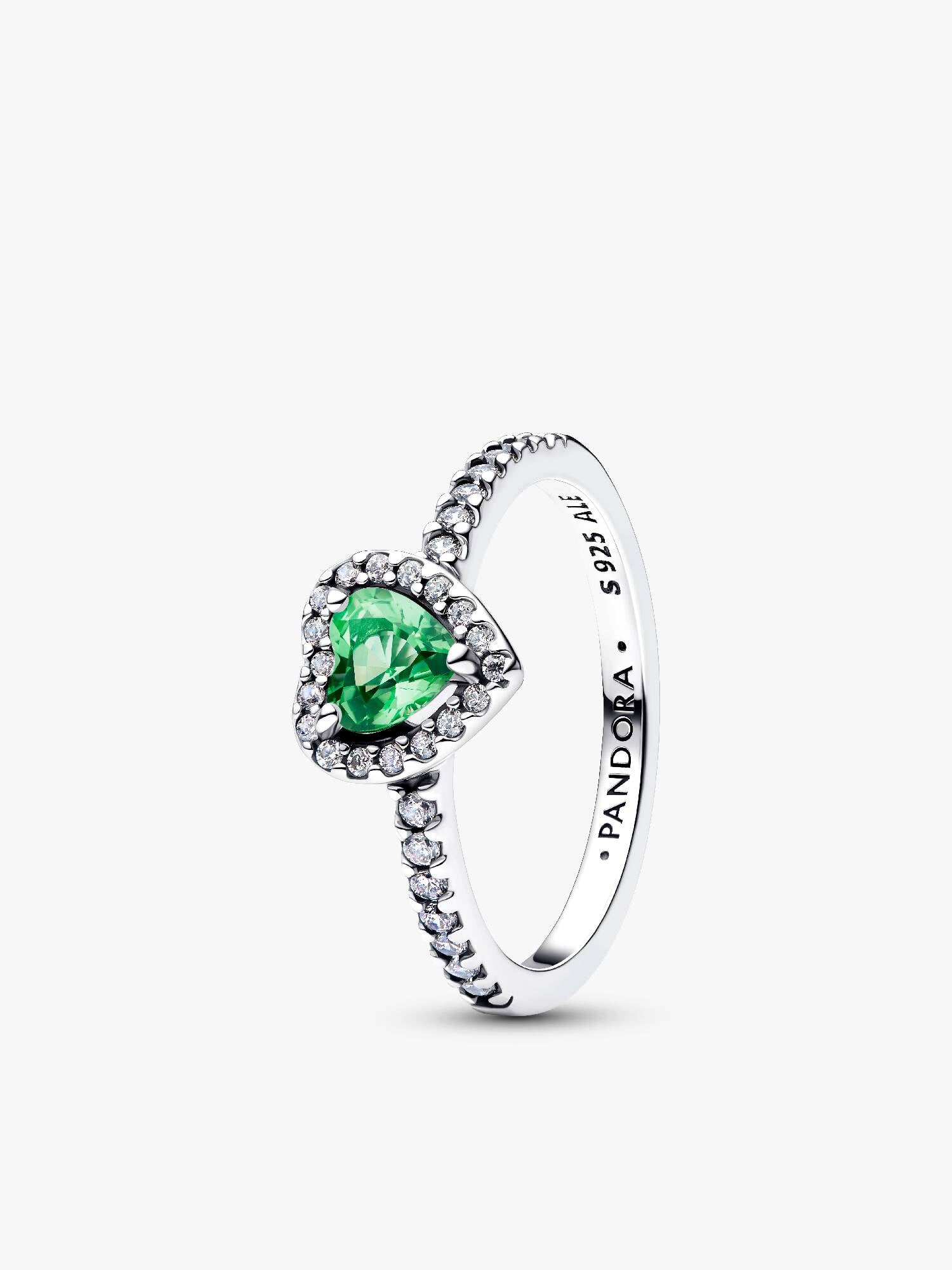 Anello Cuore in Rilievo Verde Chiaro