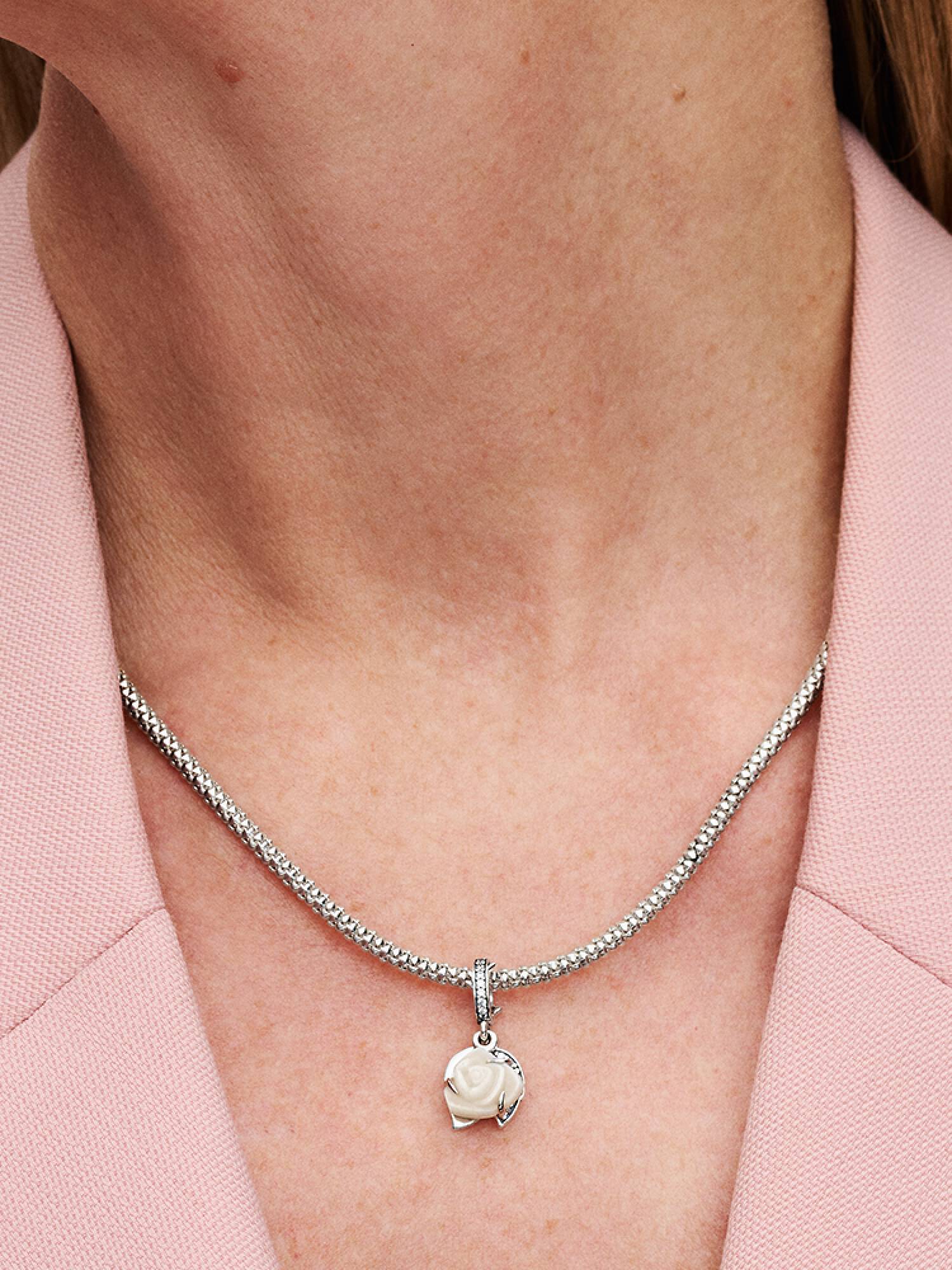 Charm Pendente Rosa Bianca