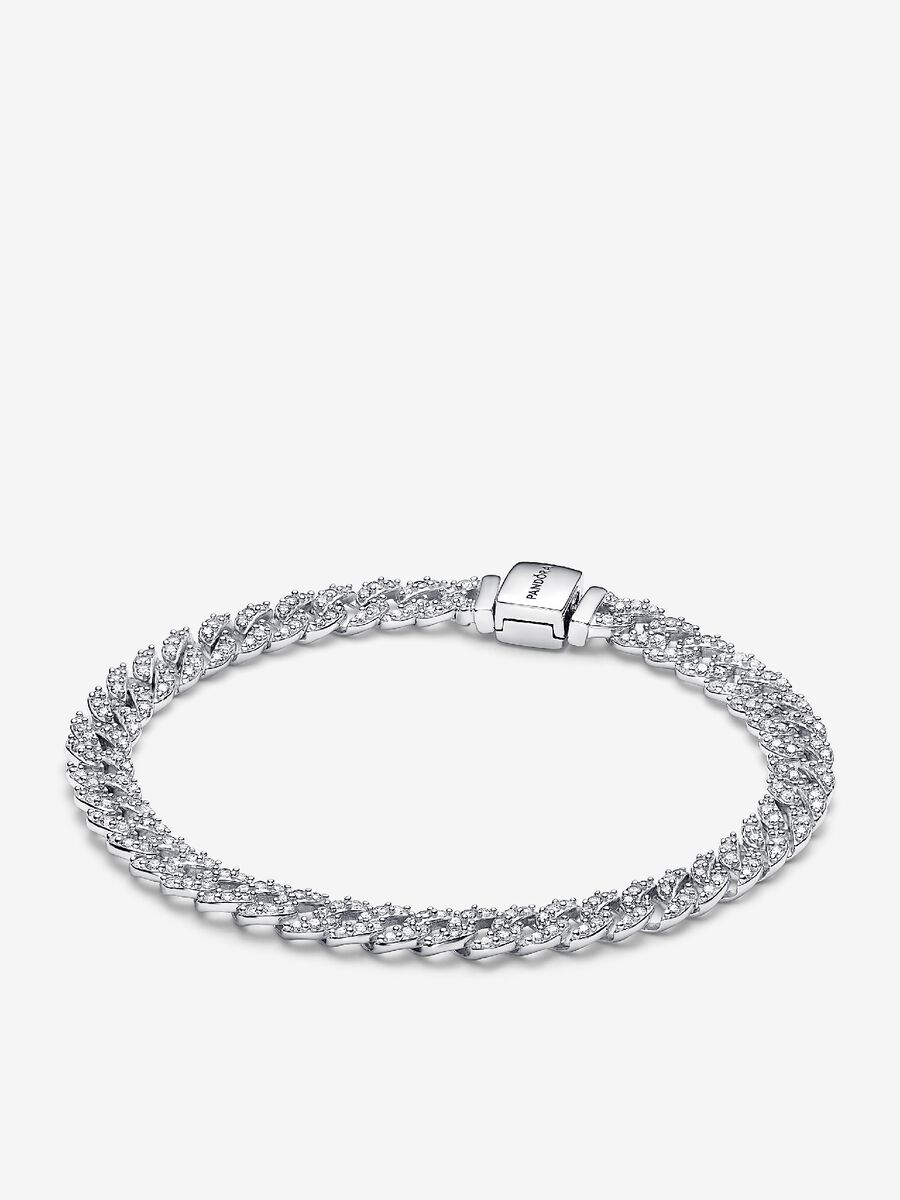 Bracciale Catena Maglia Cubana Pavè