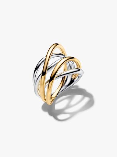 Anello Linee Intrecciate Bicolore