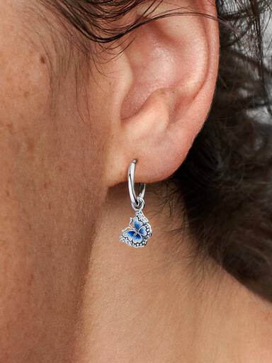 Orecchini A Cerchio Con Farfalla E Zirconi, Argento Sterling 925, Da Donna E Ragazza, Con Sacchetto In Velluto