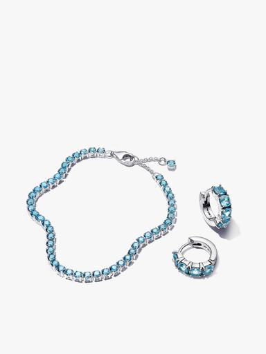 Set Bracciale e Orecchini Cristalli Azzurri