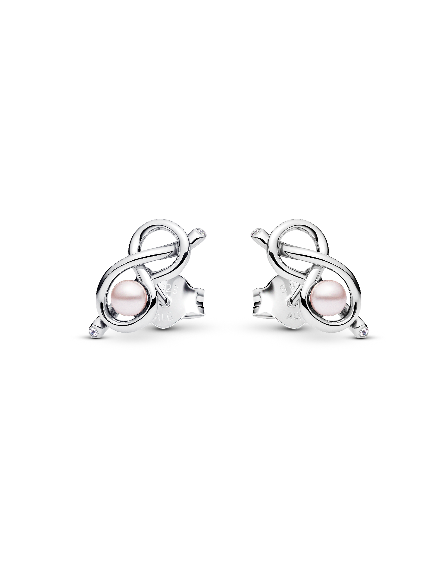 Infinite U - Orecchini a perno placcati argento Sterling 925, piccoli