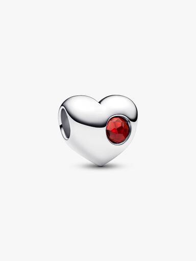 Cuore con Pietra Rossa Scuro Gennaio da incidere