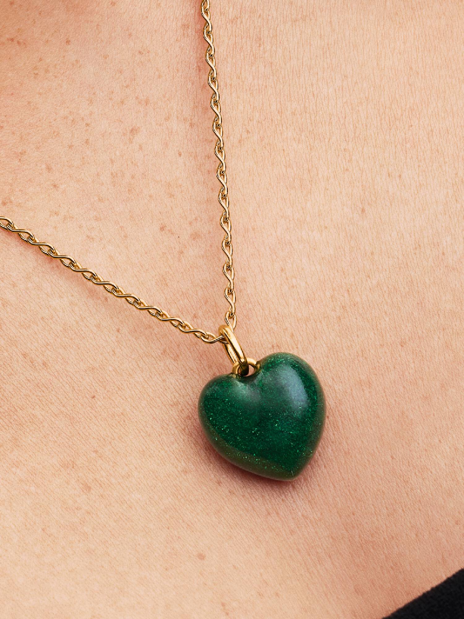 Charm Pendente Cuore Puffy Verde