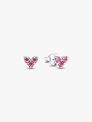 Orecchini Cuori con Tre Pietre Rosa