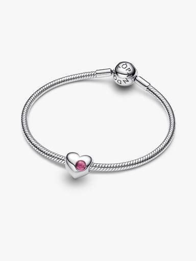 Cuore con Pietra Rosa Scuro Ottobre da incidere