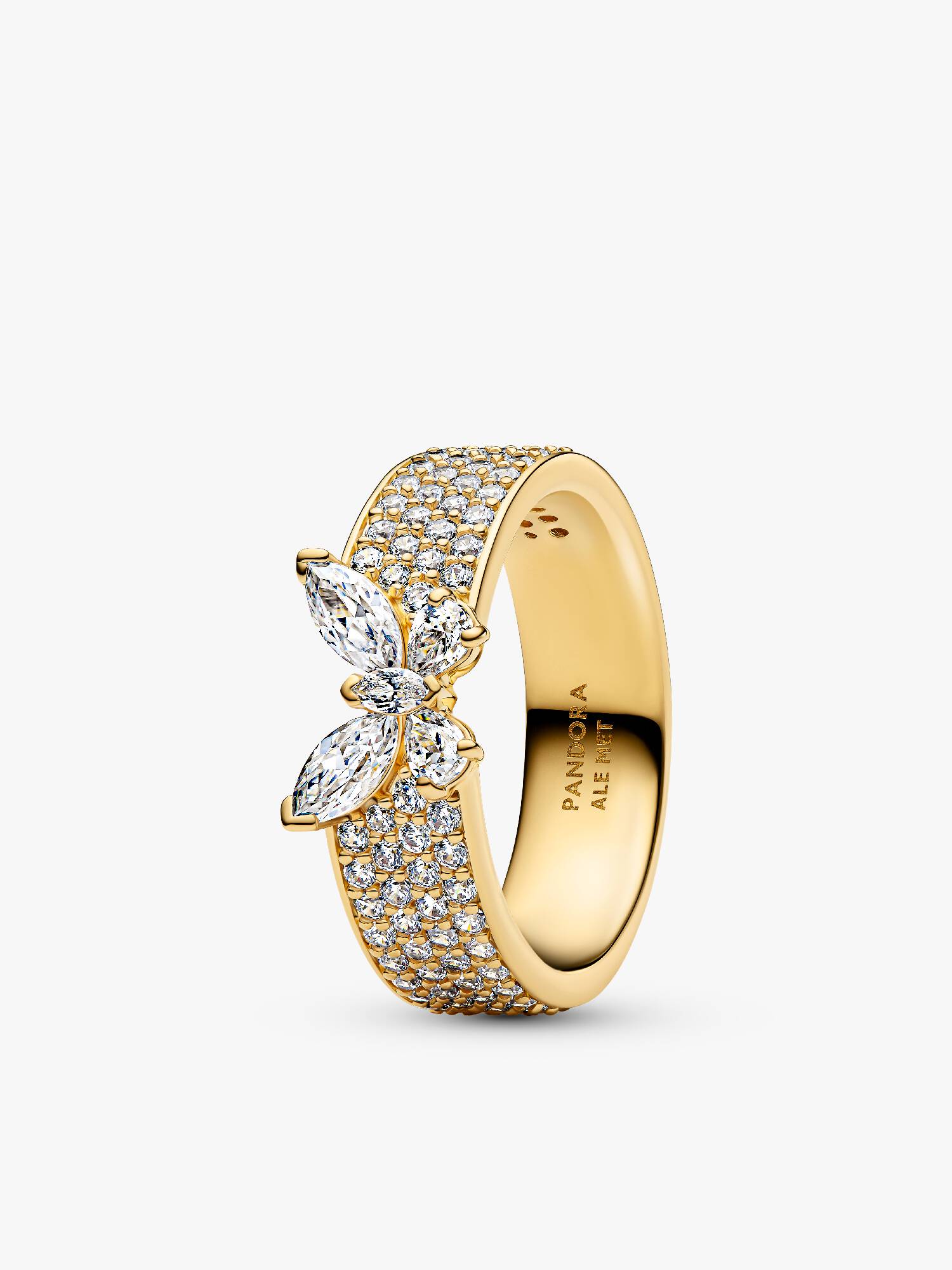 Anello Fascia Pavè con Farfalla Luminosa