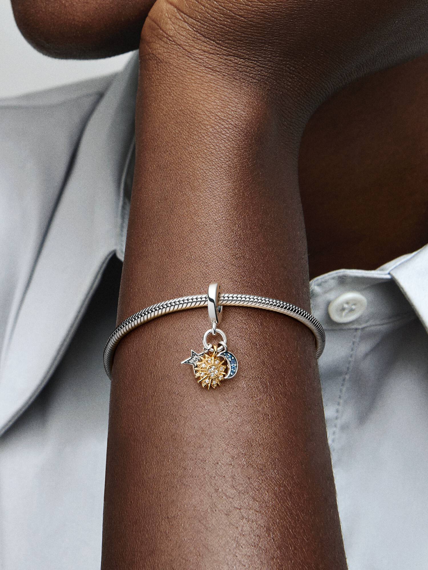 Charm Pendente Stella, Sole e Luna