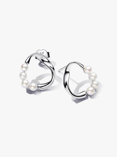 Orecchini perle acqua dolce argento dorato zircone azzurro Orecchini perle acqua dolce argento dorato zircone azzurro