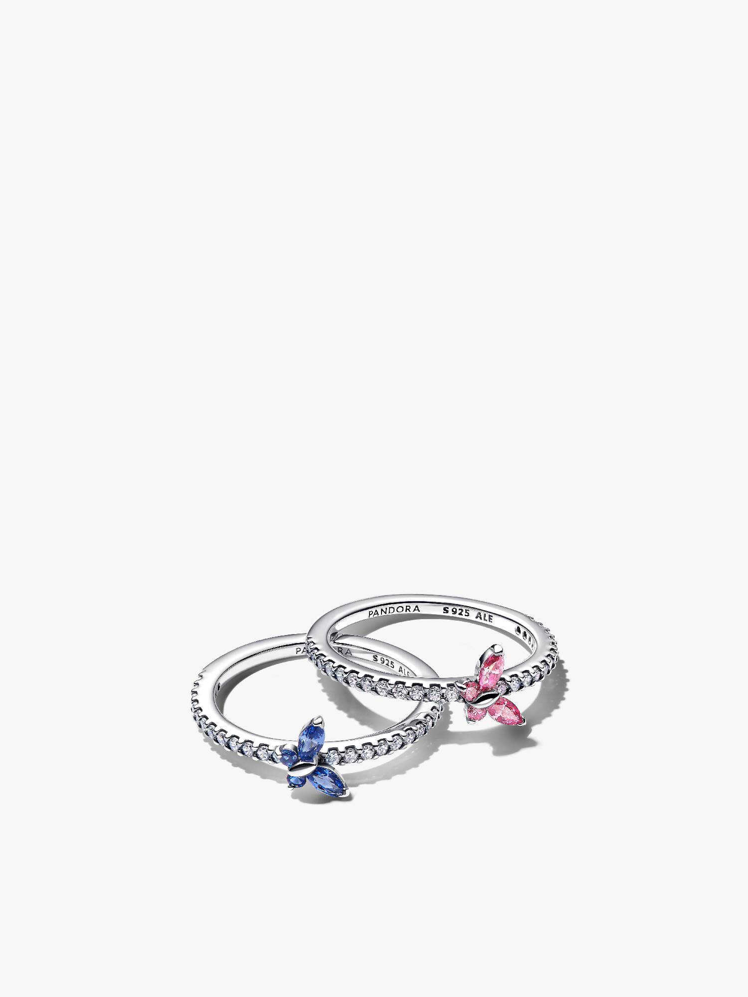 Set Anelli Farfalla Luminosa Blu e Rosa