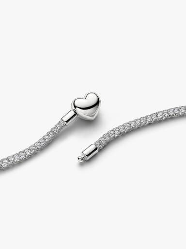 Collana Maglia Mesh con pietre luminose e Chiusura a Cuore