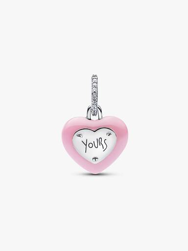 Charm Pendente Lucchetto Cuore Rosa "Yours" in ceramica