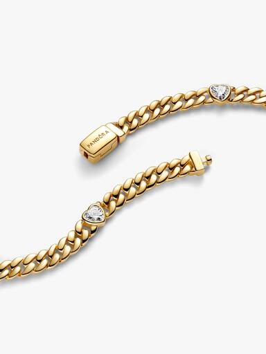 Bracciale Catena Maglia Cubana con Cuori
