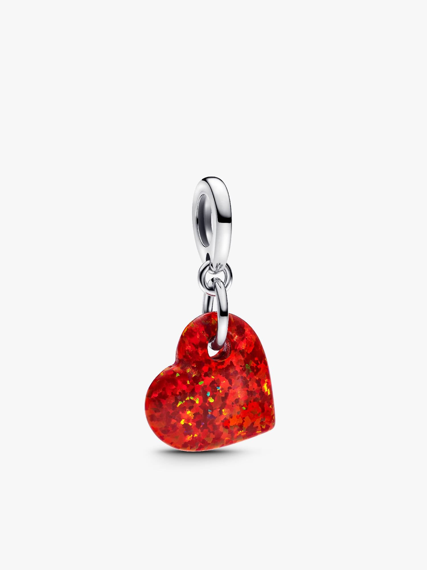 Charm Pendente Cuore Opale Rosso