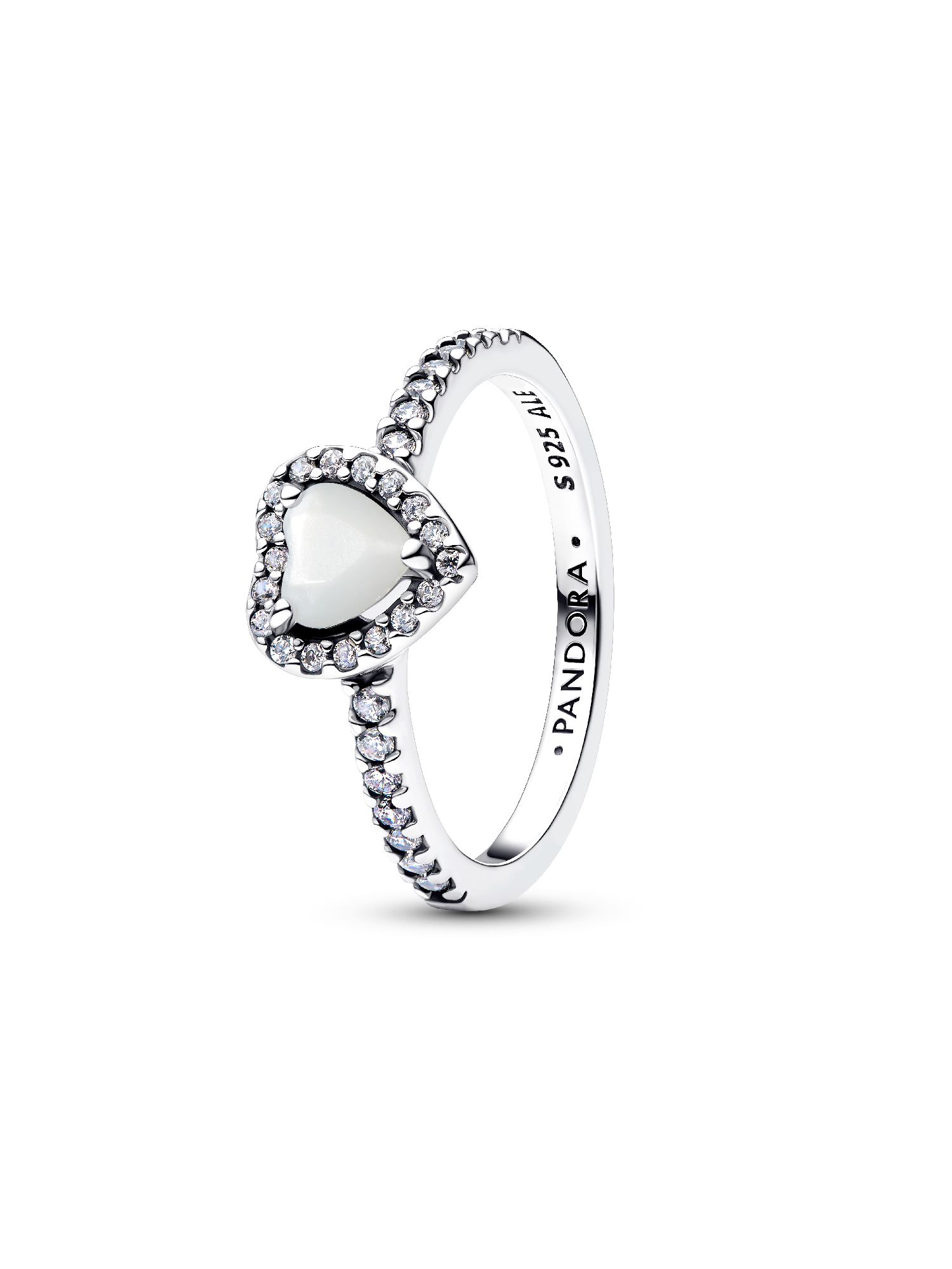 Anello Cuore in Rilievo Bianco
