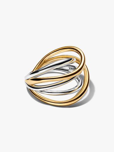 Anello Linee Intrecciate Bicolore