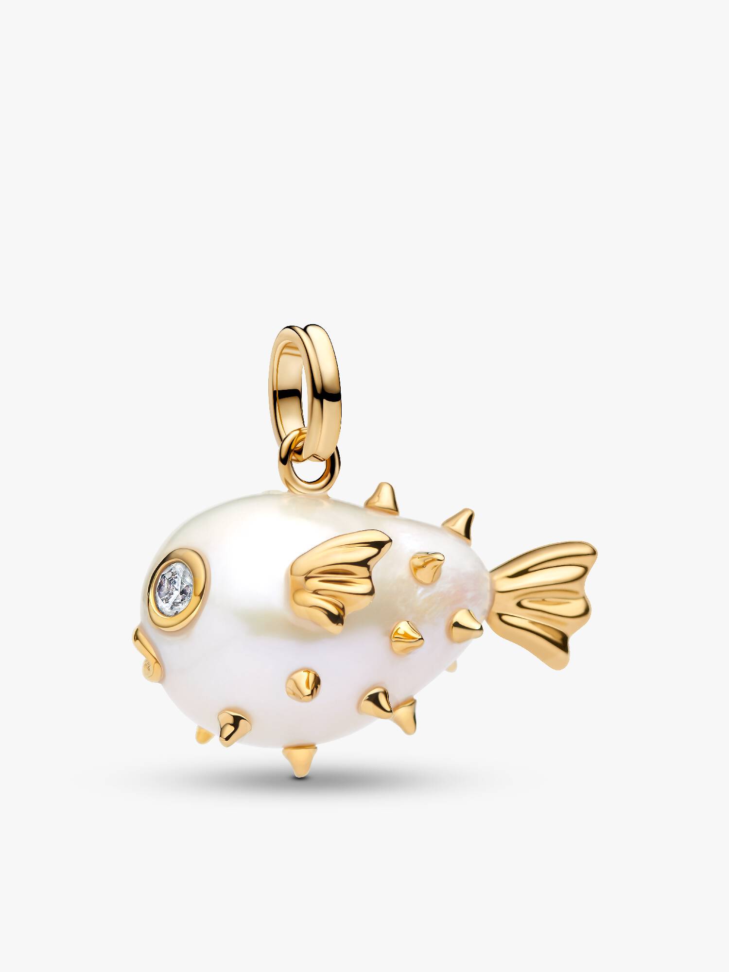 Charm Pendente Pesce Palla XL con Perla Barocca d’Acqua Dolce Coltivata