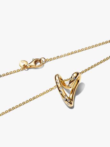 Collana Cuore Linea Sinuosa con Pietre Luminose