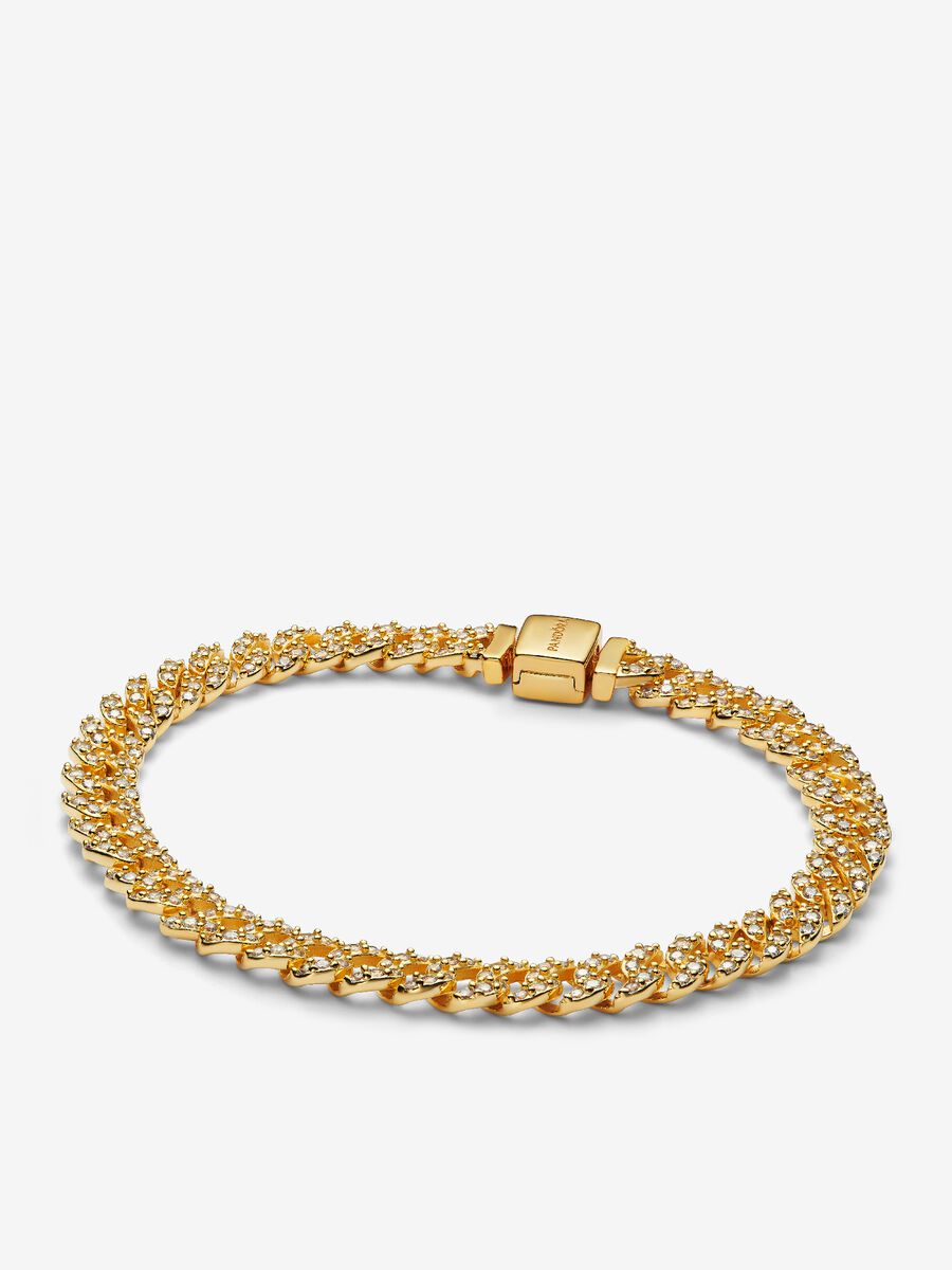 Bracciale Catena Maglia Cubana Pavè