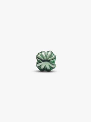 Mini Charm Quadrifoglio effetto metallico verde