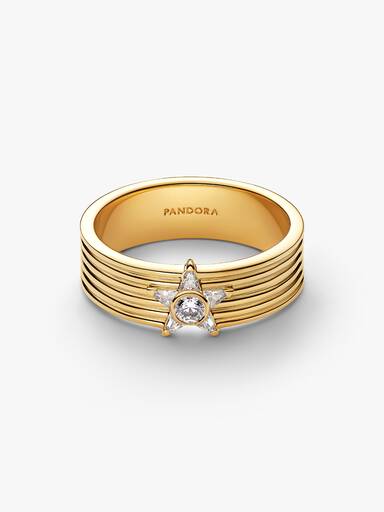 Anello Fascia Larga Stella Cadente Luminosa