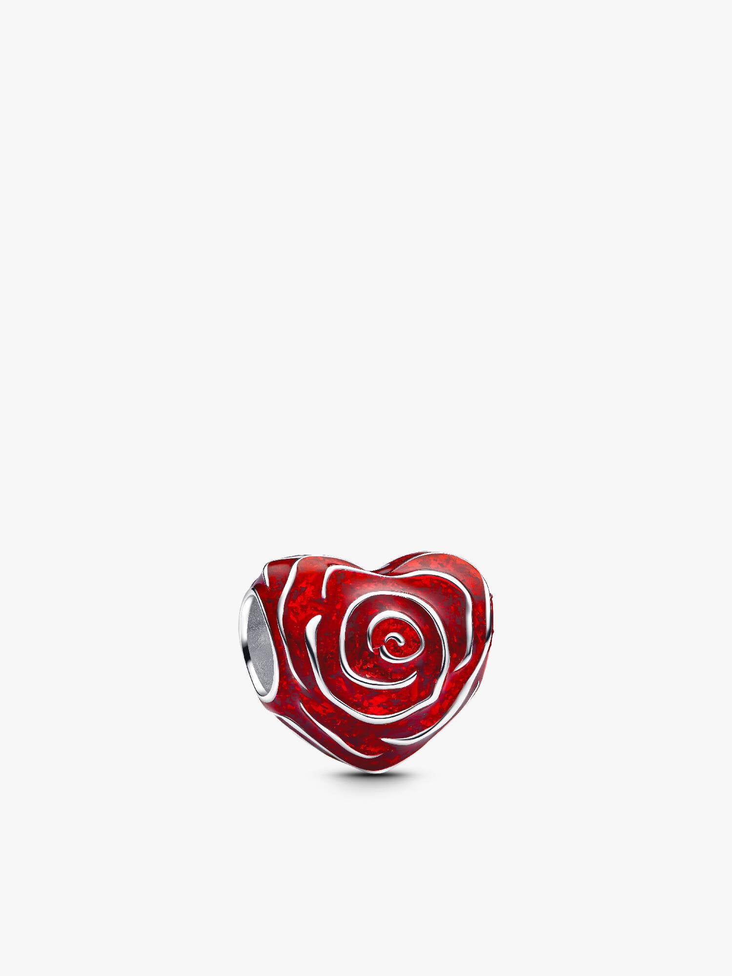 Charm Cuore di Rosa Rossa