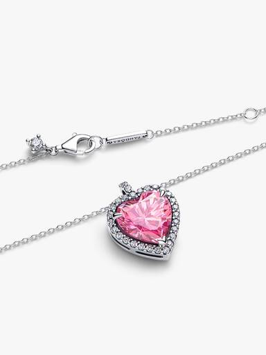 Collana Cuore in Rilievo Rosa Grande