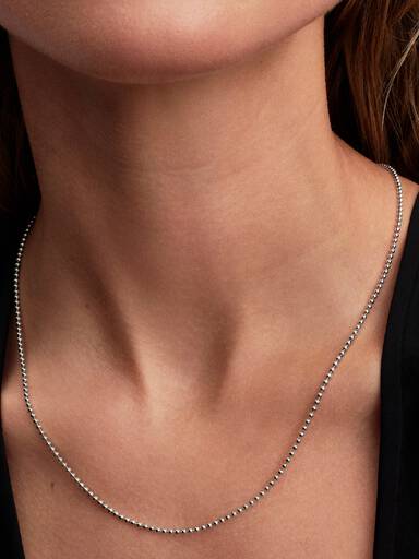 Collana In Argento Sterling 925 Catena Con Perline Sfere 1,8 Mm - Nuova Collana In Argento Sterling 925 Catena Con Perline Sfere 1,8 Mm - Nuova
