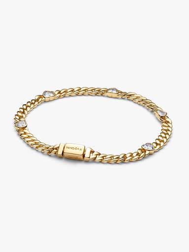 Bracciale Catena Maglia Cubana con Cuori