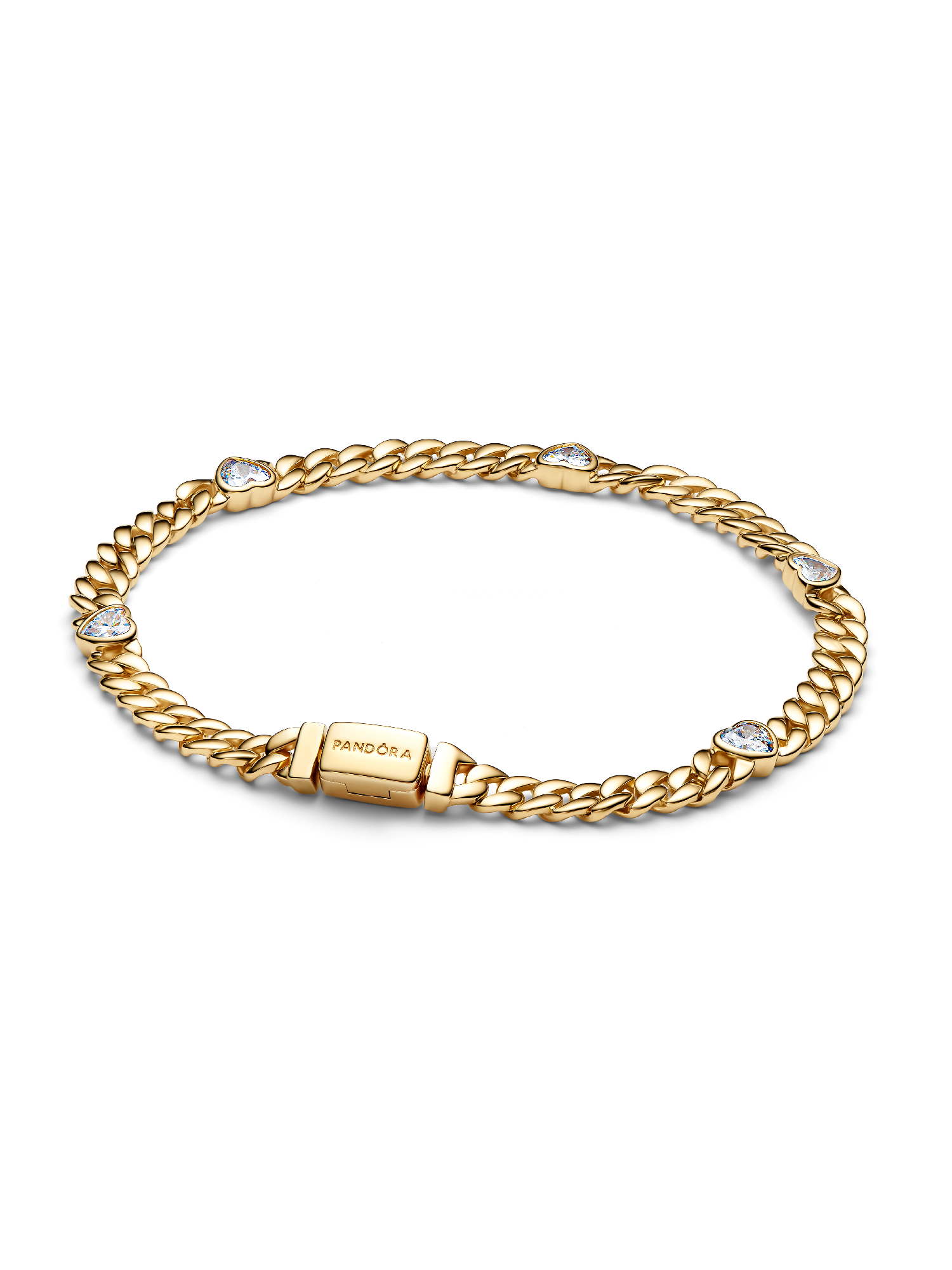 Bracciale Catena Maglia Cubana con Cuori